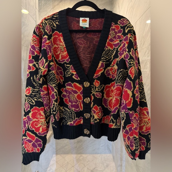 NWOT Farm Rio Shiny Chita Knit Cardigan - Picture 3 of 8